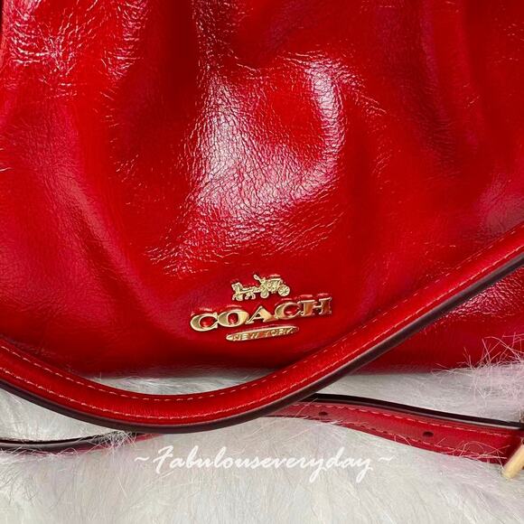 Coach Faye Shoulder/Crossbody Bag In Glazed Leather/Gold/Dark Cardinal CCE39 NWT - Picture 6 of 9